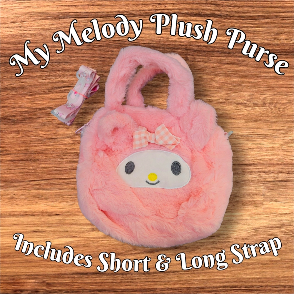 Disney My Melody Pink Plush Crossbody Bag